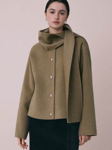 울 캐시미어 라운드넥 자켓 (OLIVE)