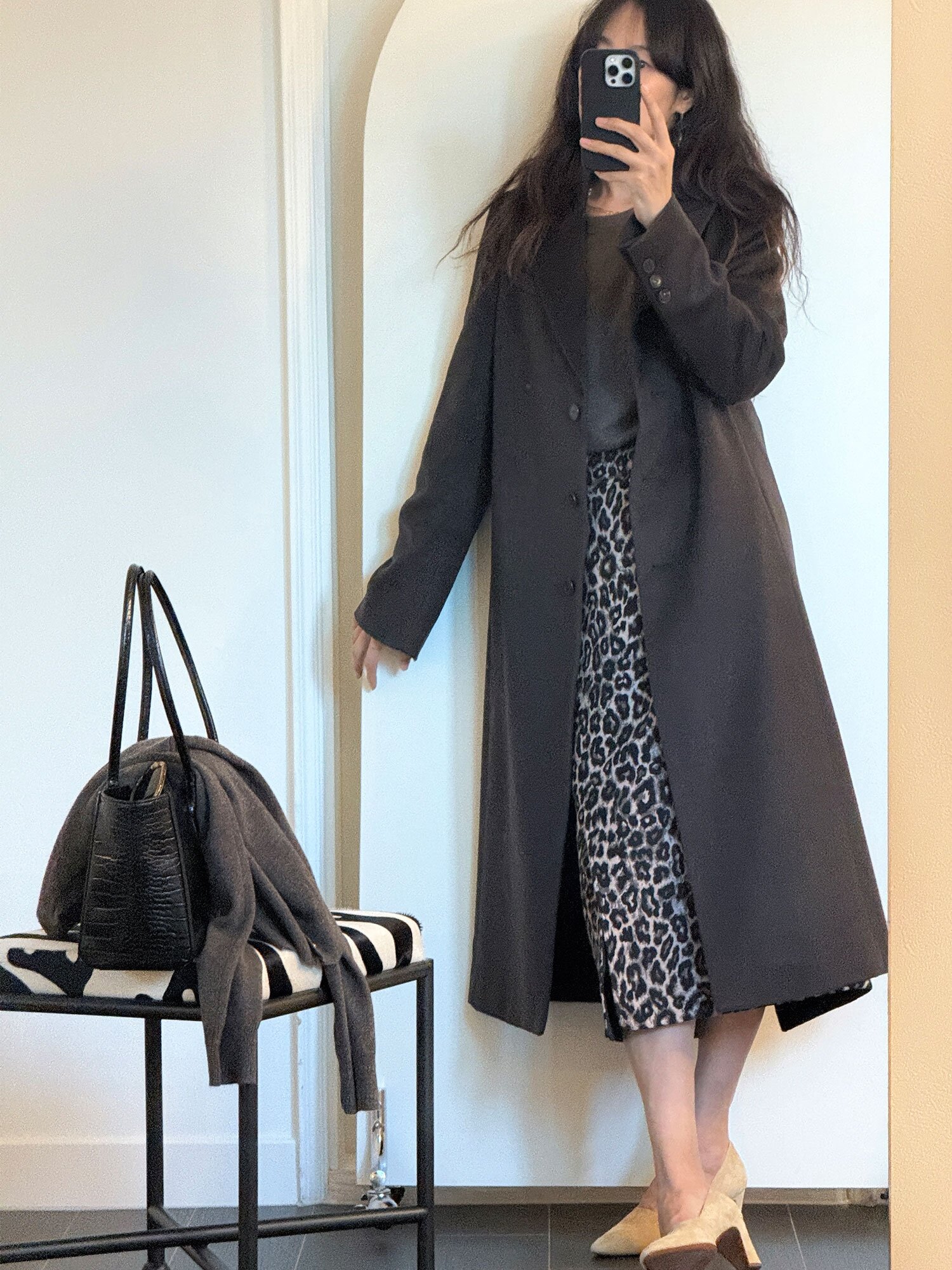 캐시미어 싱글 롱 코트 (DARK BROWN)