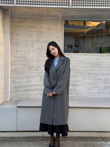 캐시미어 싱글 버튼 롱 코트 