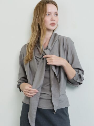 Drape Tie Blouse_Smoke Gray






