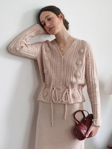 SR_Crochet twisted knit cardigan