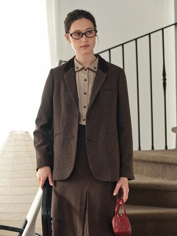 SR_Brown herringbone blazer