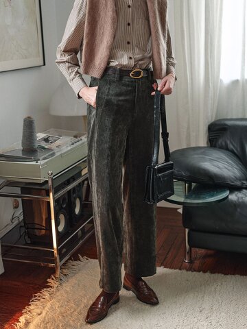 SR_High corduroy wide pants_2color