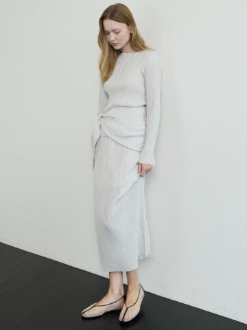 Pleated layer Set_Sand Ivory