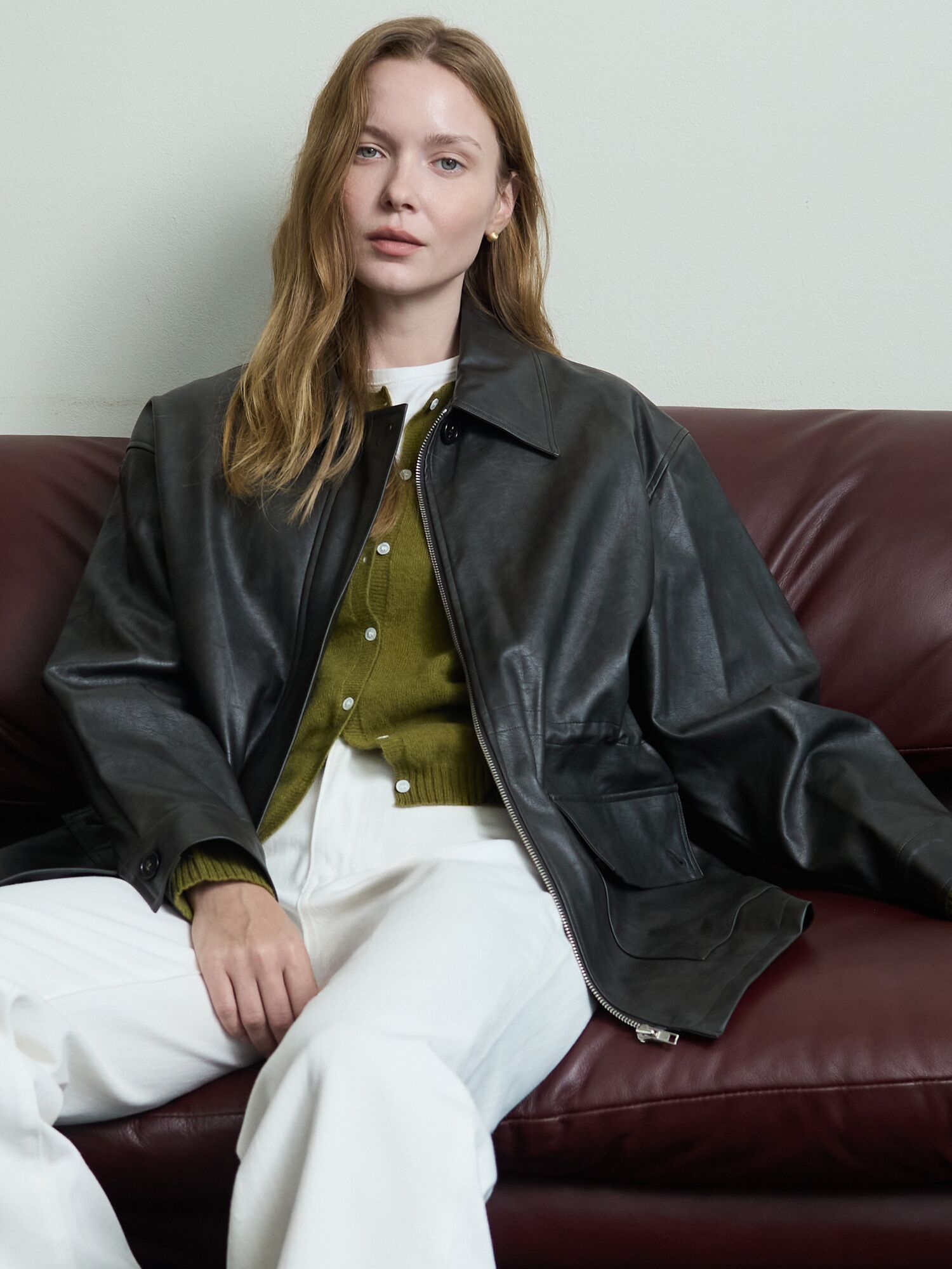 Washed Leather Jacket_Dark Brown