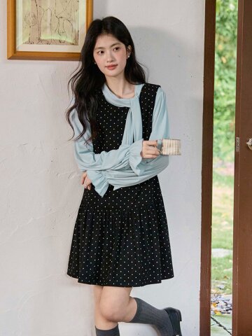 LS_Polka dot camisole dress