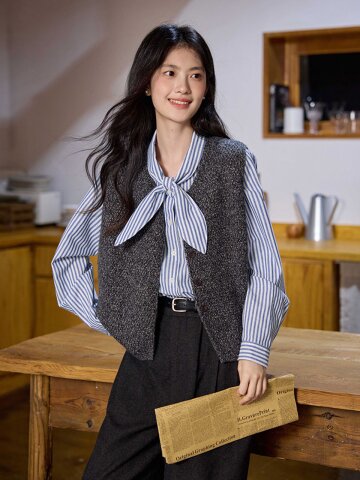 LS_Petite loose v-neck vest