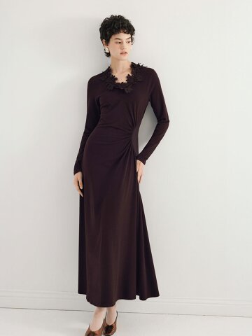 YY_Lace knit waist dress_2color