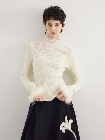 YY_Half-turtleneck fur knit_2color