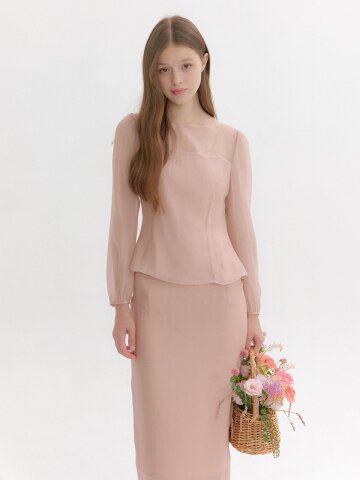 Classic Layered Long-Sleeve Blouse / Pink Beige(2color)