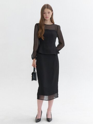 Classic Layered Long-Sleeve Blouse / Black(2color)