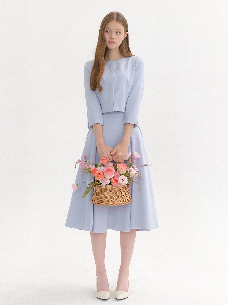 Signature Volume Tuck Flare Skirt / Blue(3color)