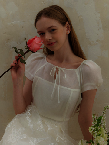 FAIRY Chiffon Puff-Sleeve Blouse / Ivory(3color).
