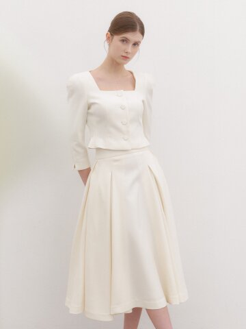 Square-neck Cropped Jacket / Ivory(2Color).