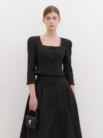 Square-neck Cropped Jacket / Black(2Color).