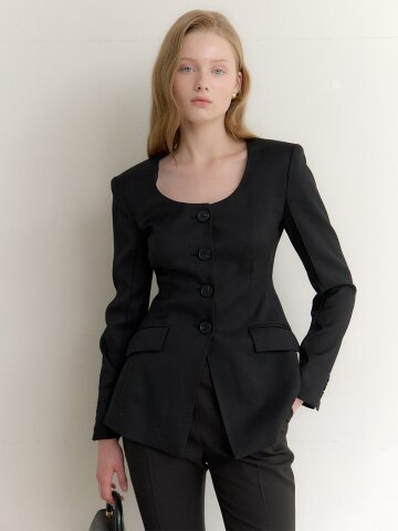 Deep U-neck Jacket / Black(2color).