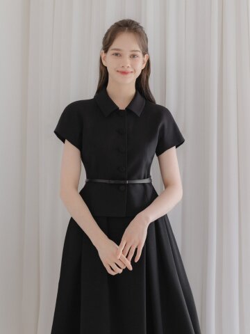 [12차 리오더] Cap-sleeve Jacket(벨트 제공)/ Black(2color).