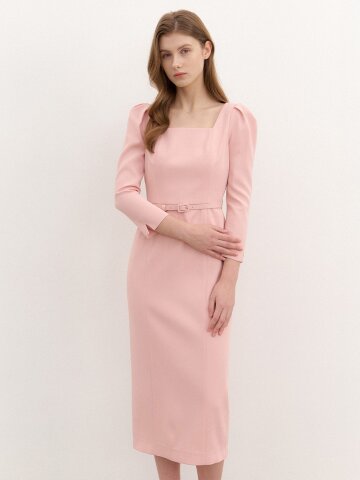 Square-neck Slim Dress(LL) / Pink(4color).