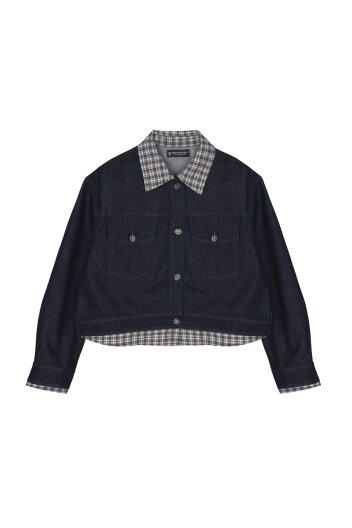 CHECK TWO TONE JACKET [NAVY]