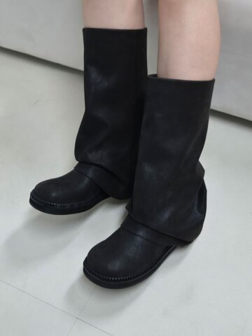 파피 둥근코 셔링 폴딩 워머 롱부츠 3cm