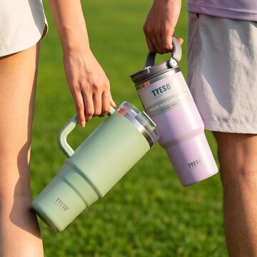 TYESO 이중진공  304 스텐 데일리 핸들 텀블러 일상 차량 900ml+750ml 세트