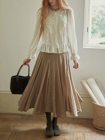 PM_Gentle dot midi skirt