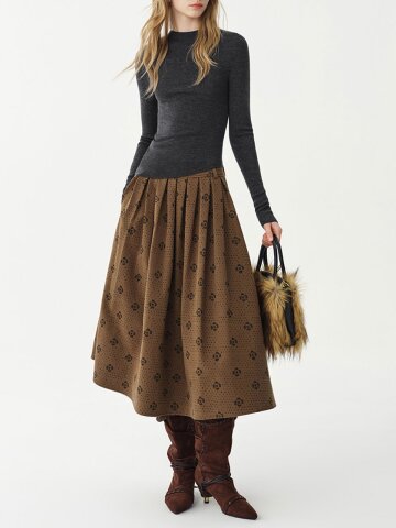 WD_Paisley pleated skirt