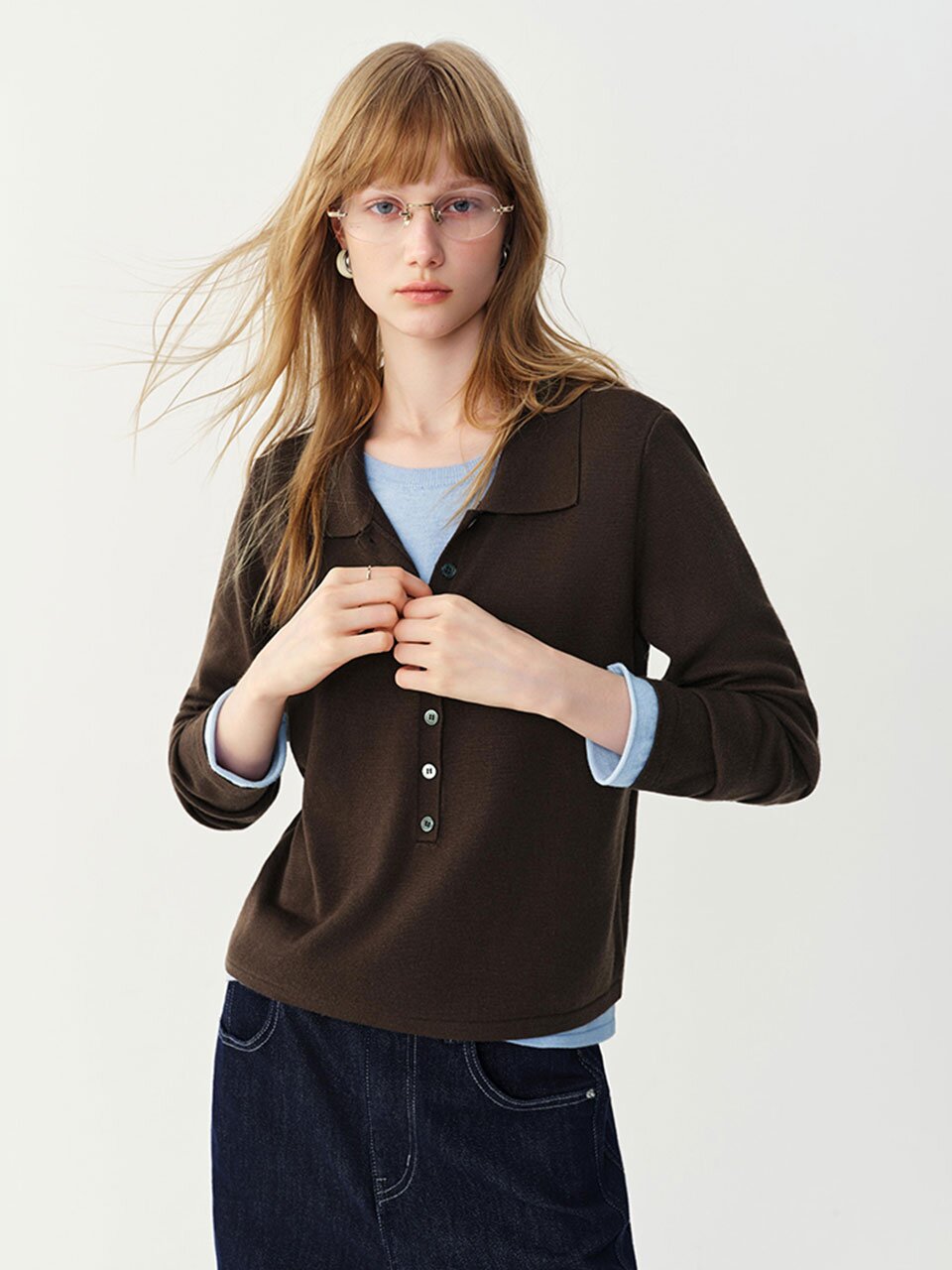 WD_Layered polo knit_2color