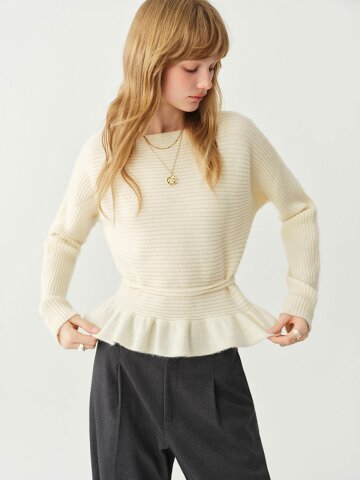 WD_Boat neck peplum knit