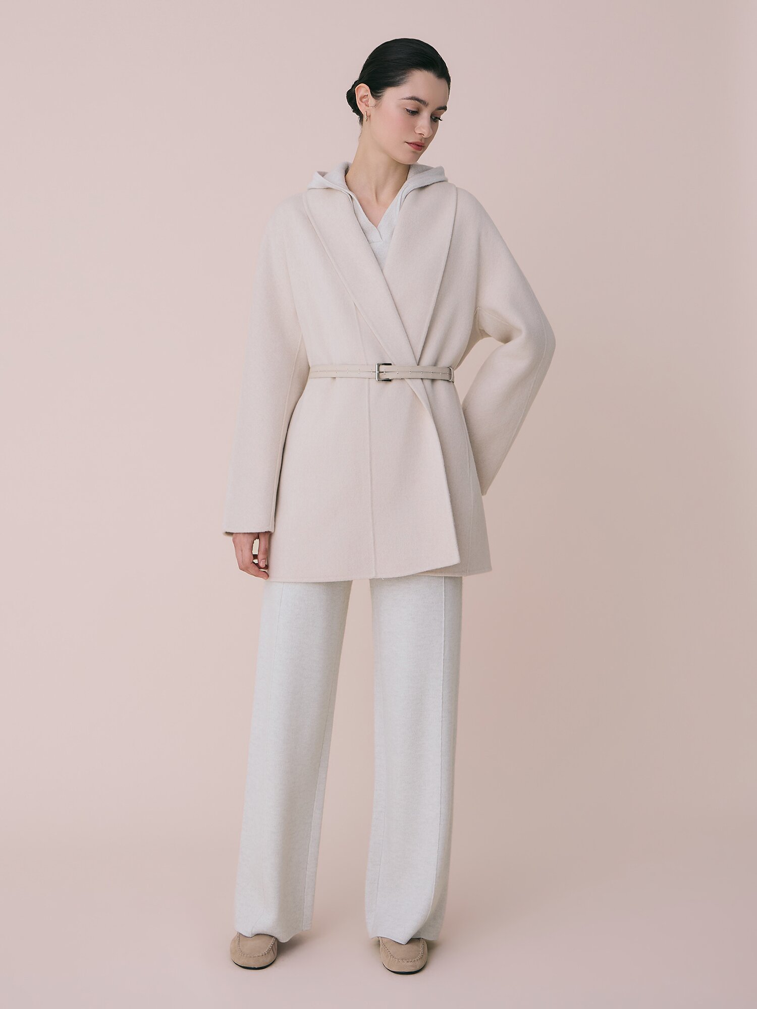 벨티드 숄 칼라 코트 (LIGHT BEIGE)