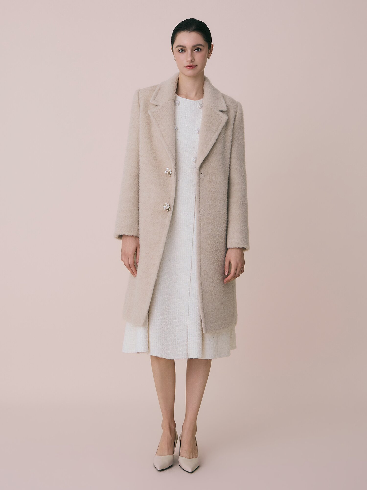 헤어리 싱글 코트 (BEIGE)
