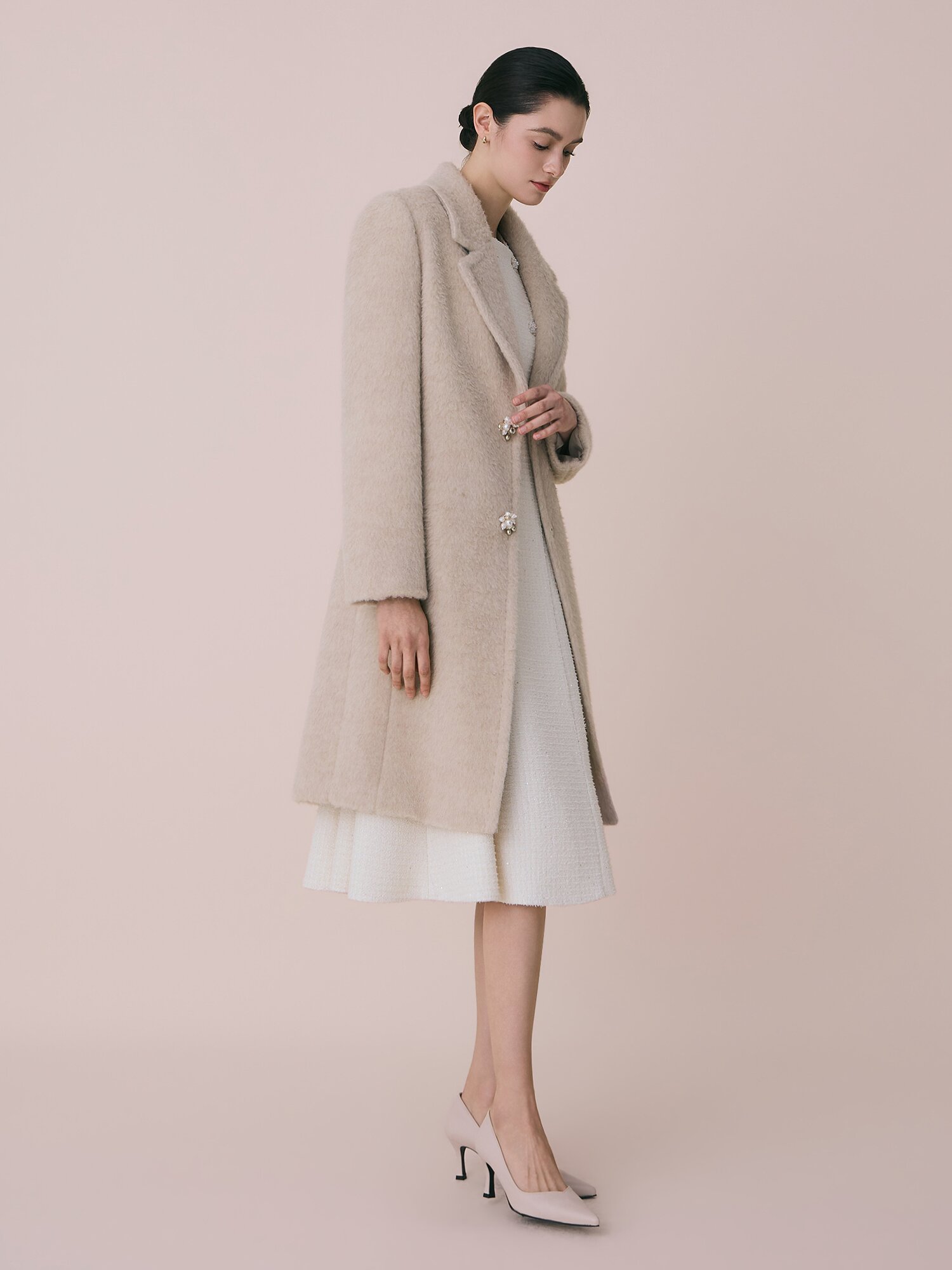 헤어리 싱글 코트 (BEIGE)