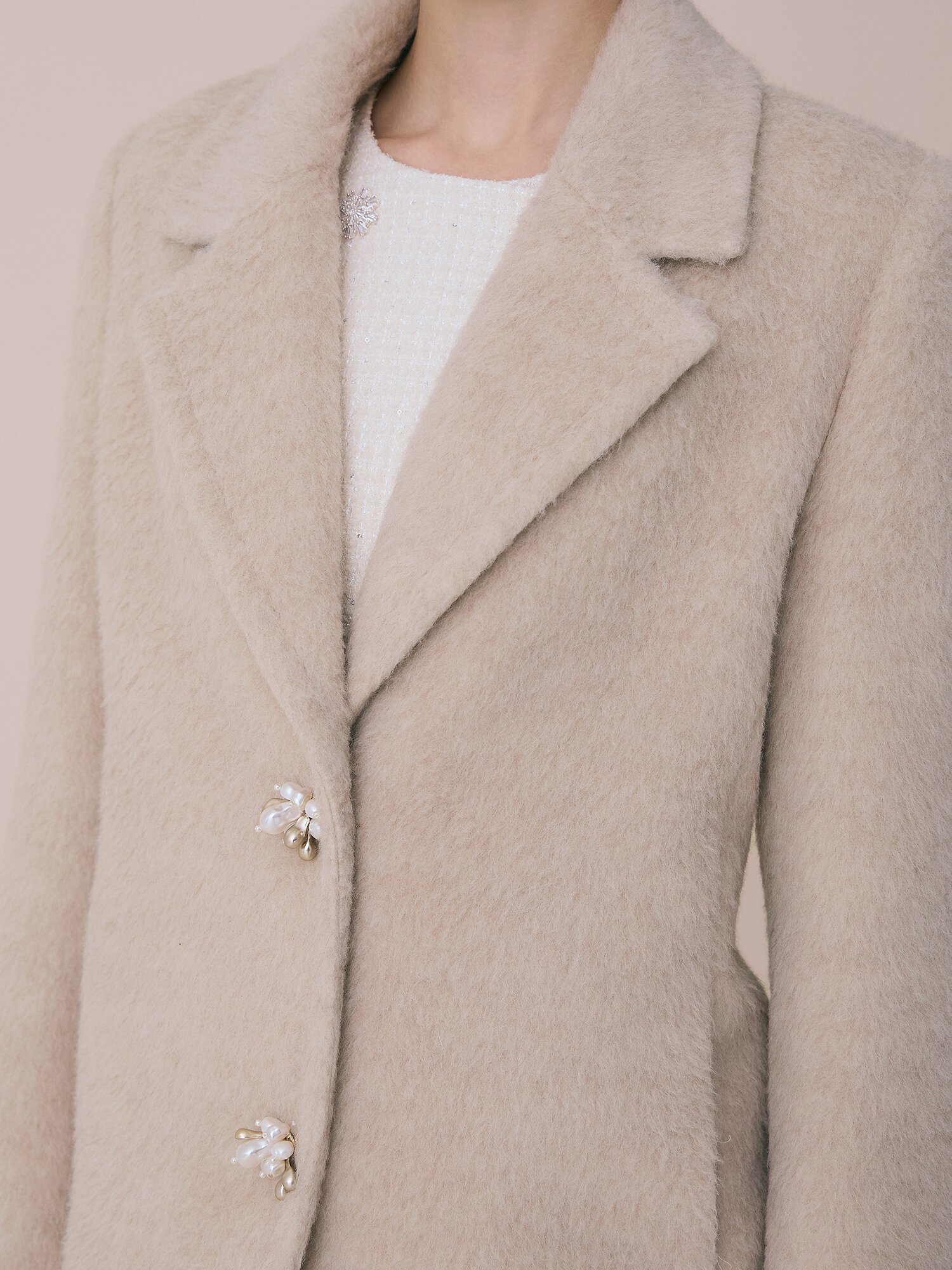 헤어리 싱글 코트 (BEIGE)