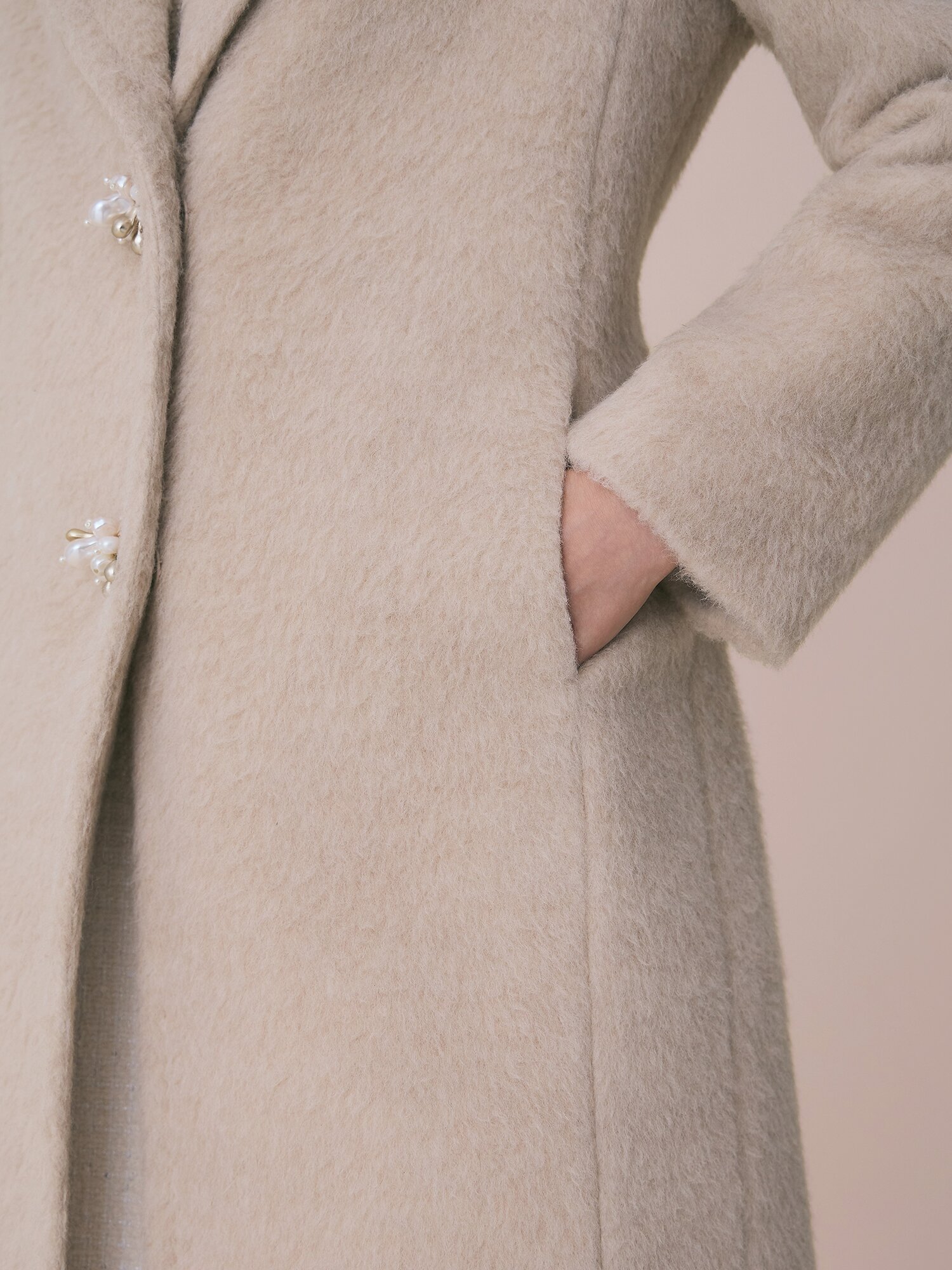 헤어리 싱글 코트 (BEIGE)