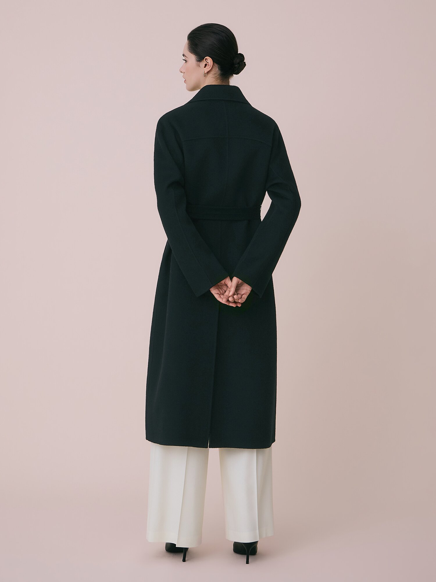 벨티드 오픈 롱 코트 (BLACK)