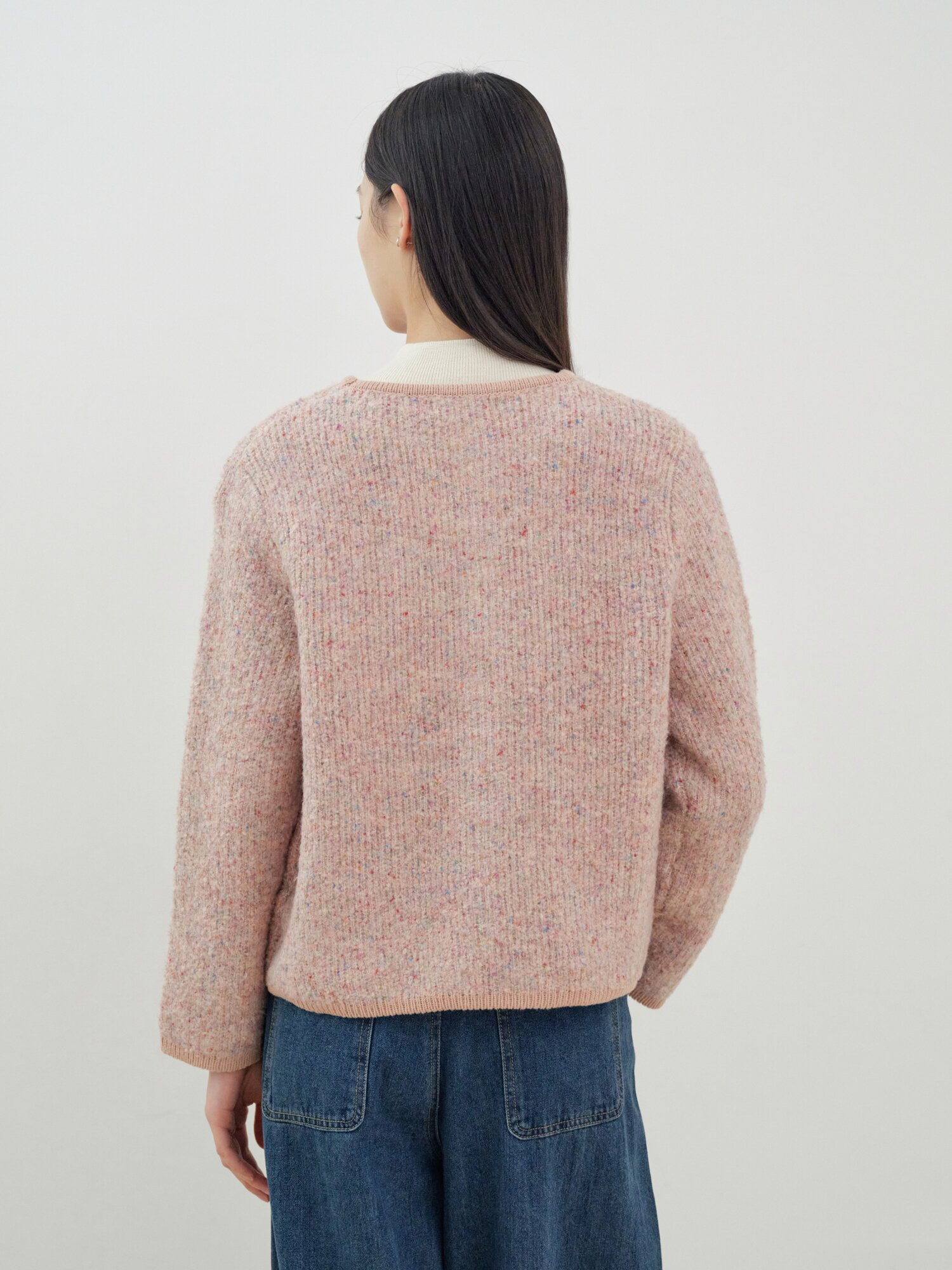 라운드넥 포켓 가디건 (PINK)