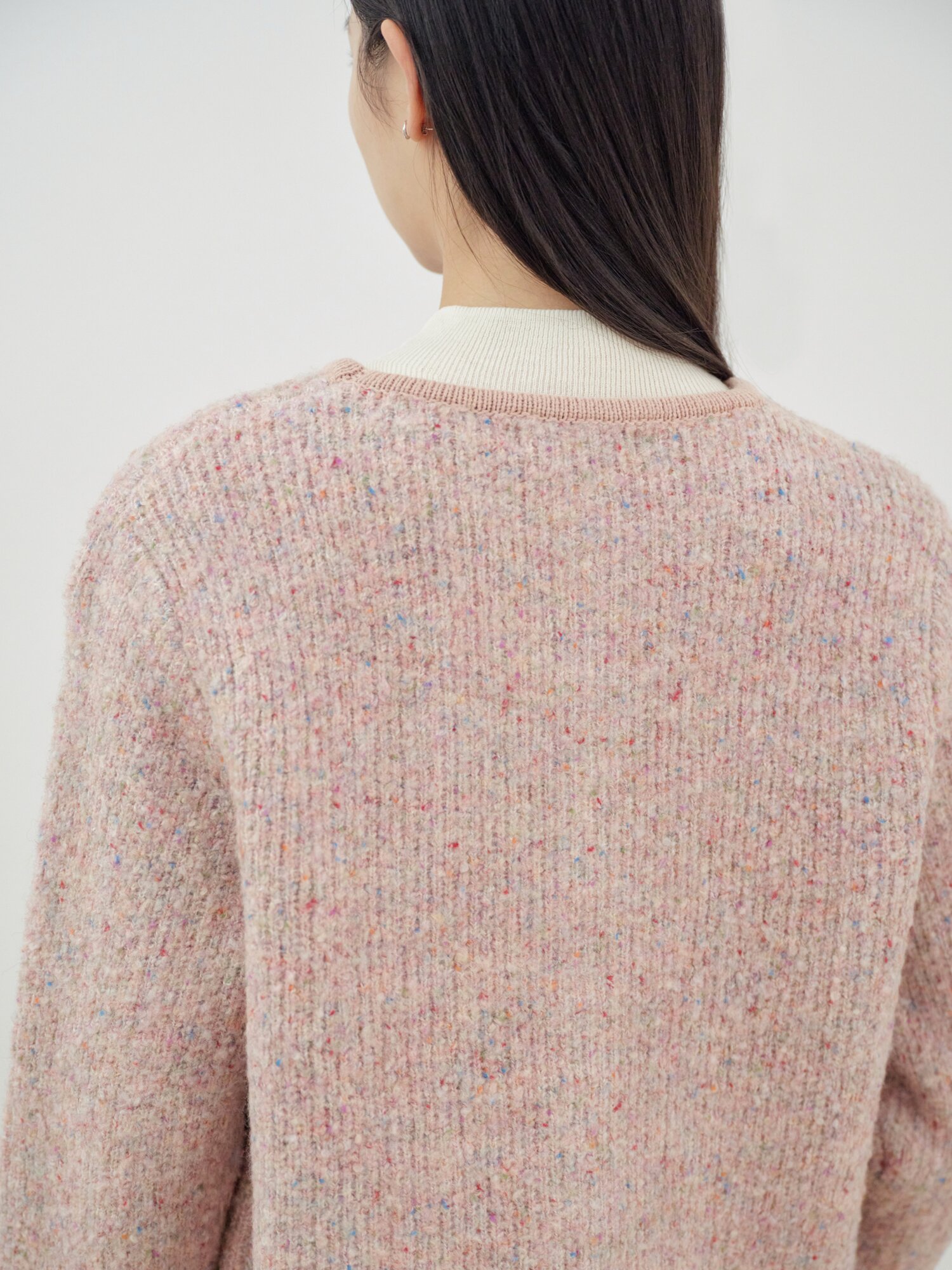 라운드넥 포켓 가디건 (PINK)