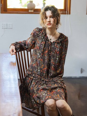 DA_Brown wildflower dress