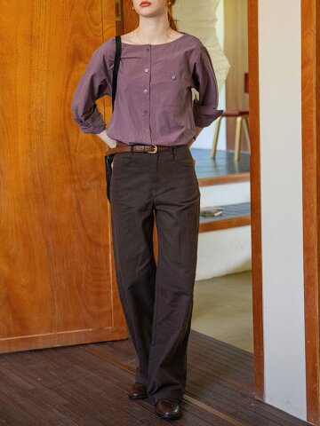 DA_Craft washed straight pants_BROWN