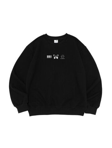 스몰 버터플라이 로고 맨투맨 (블랙)