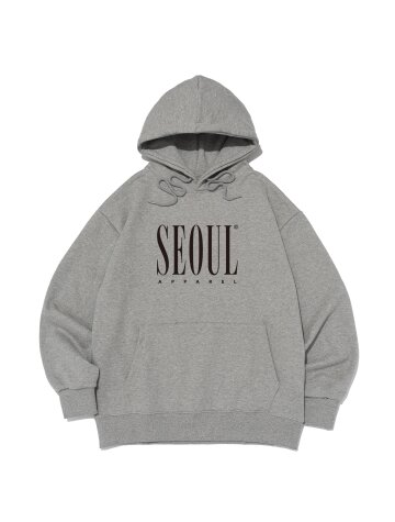 [기모선택] 레터링 로고 후드 티셔츠 (멜란지 그레이)