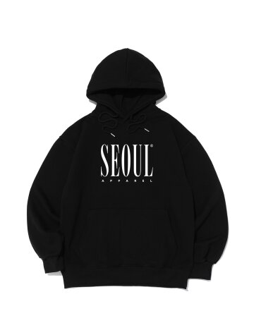 [기모선택] 컬러 레터링 로고 후드 티셔츠 (화이트/블랙)