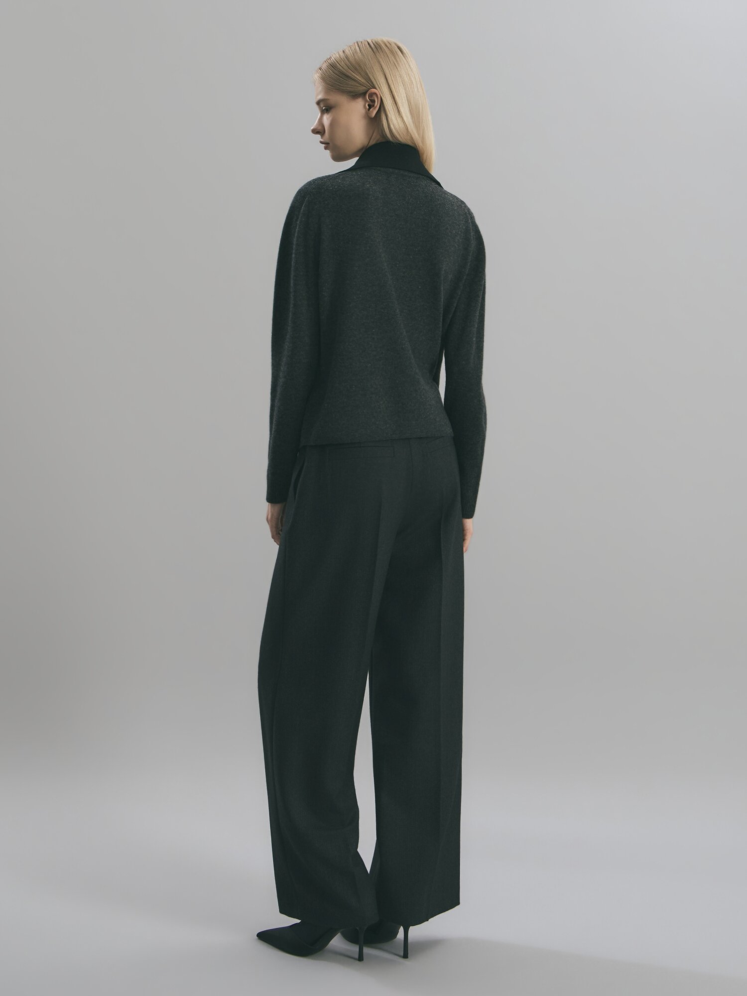 캐시미어 칼라 레이어 가디건 (DARK GREY)