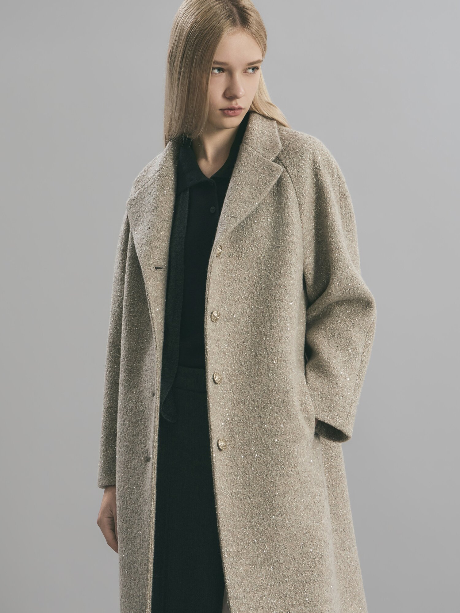 캐시미어 칼라 레이어 가디건 (DARK GREY)