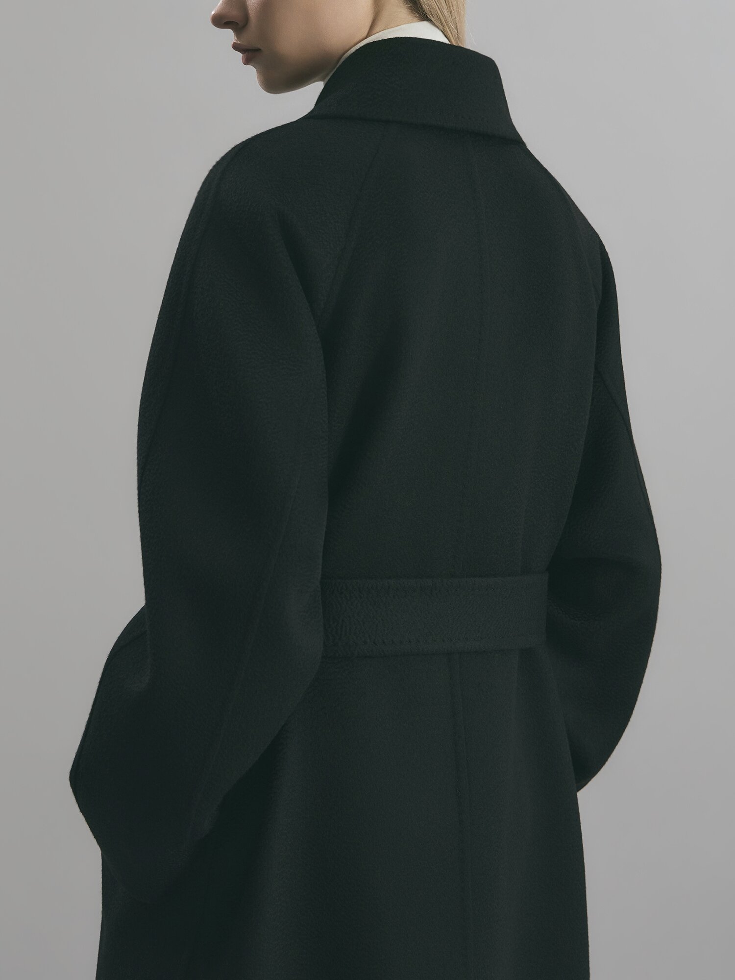 캐시미어 벨티드 히든 롱 코트 (BLACK)