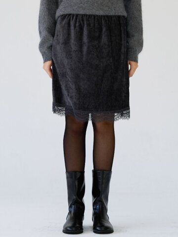 Velvet lace banding skirt_4 Colors