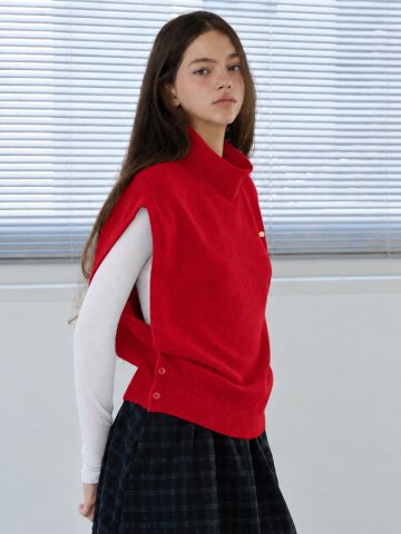 Superfine wool side button vest_5 Colors