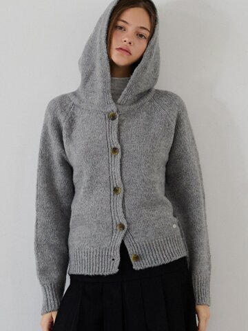 Hooded button knit cardigan_4 Colors