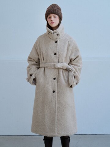 Boucle belted balmacan coat_2 Colors