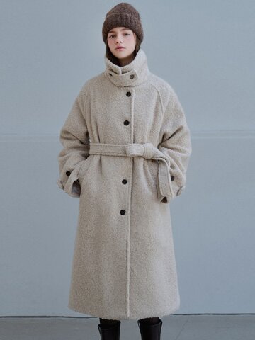 Boucle belted balmacan coat_2 Colors